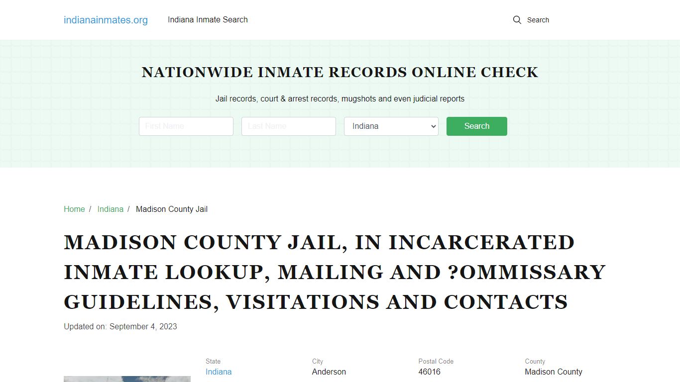 Madison County Jail, IN: Offender Locator, Visitation & Contact Info